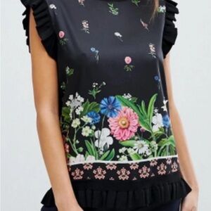 Ted Bker Floral Black Sleeveless Top